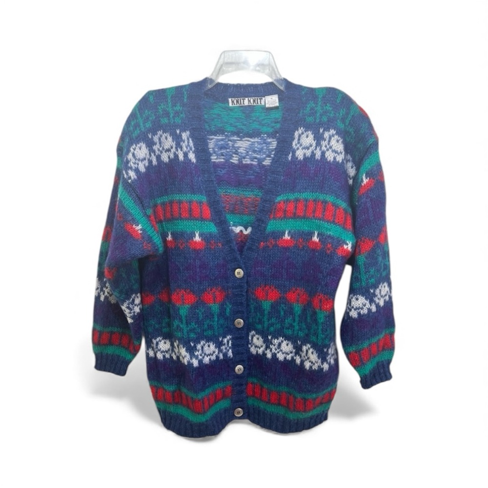 Vintage Knit Knit Mohair Blend Oversized Cardigan Multicolor Women’s Size M